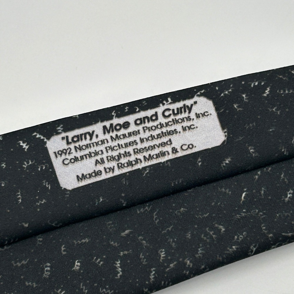Vintage 1992 Ralph Marlin The Three Stooges Larry Moe Curly Black Tie USA Quirky - Picture 3 of 6